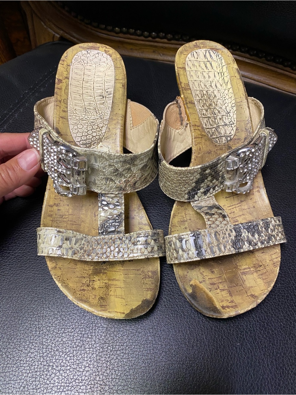 Summer Rio Embellished Snake-Print Slide Sandals